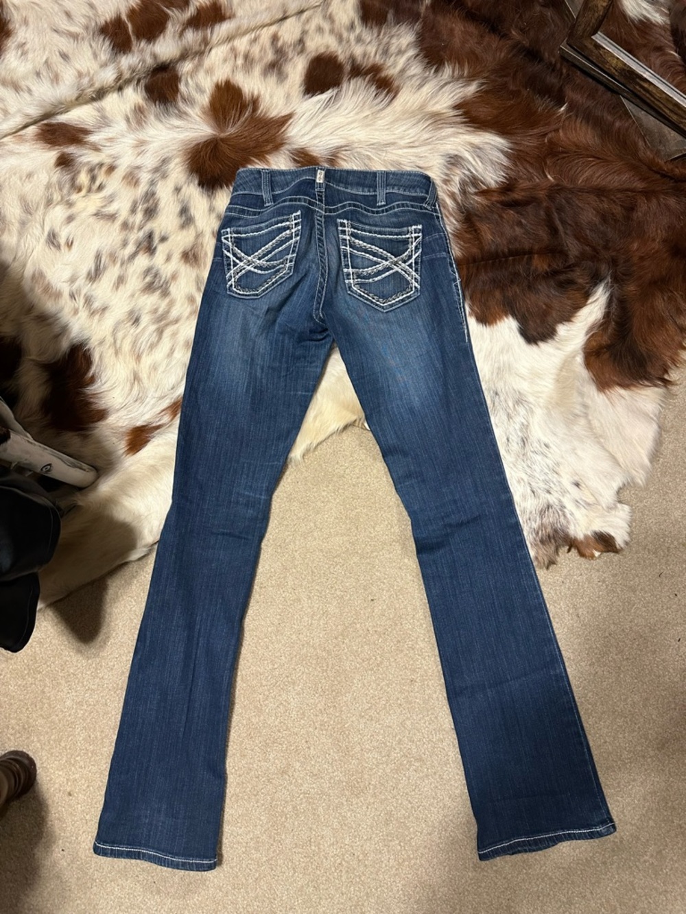 Ariat Dark Blue Flare Jeans with Embroidered Back Pockets